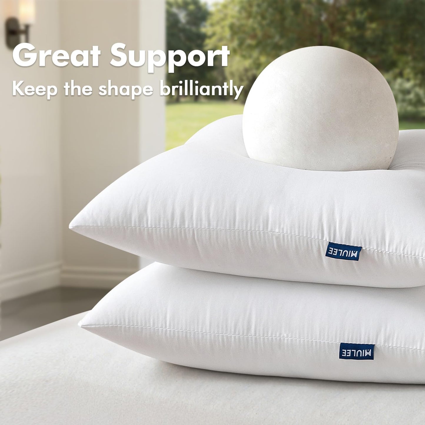 MIULEE Pack of 4 Pillow Insert 12x20 Inches Outdoor Waterproof Throw Pillow Insert Premium Hypoallergenic Stuffer Sham Rectangle for Bed Couch Sofa Cushion Patio Furniture
