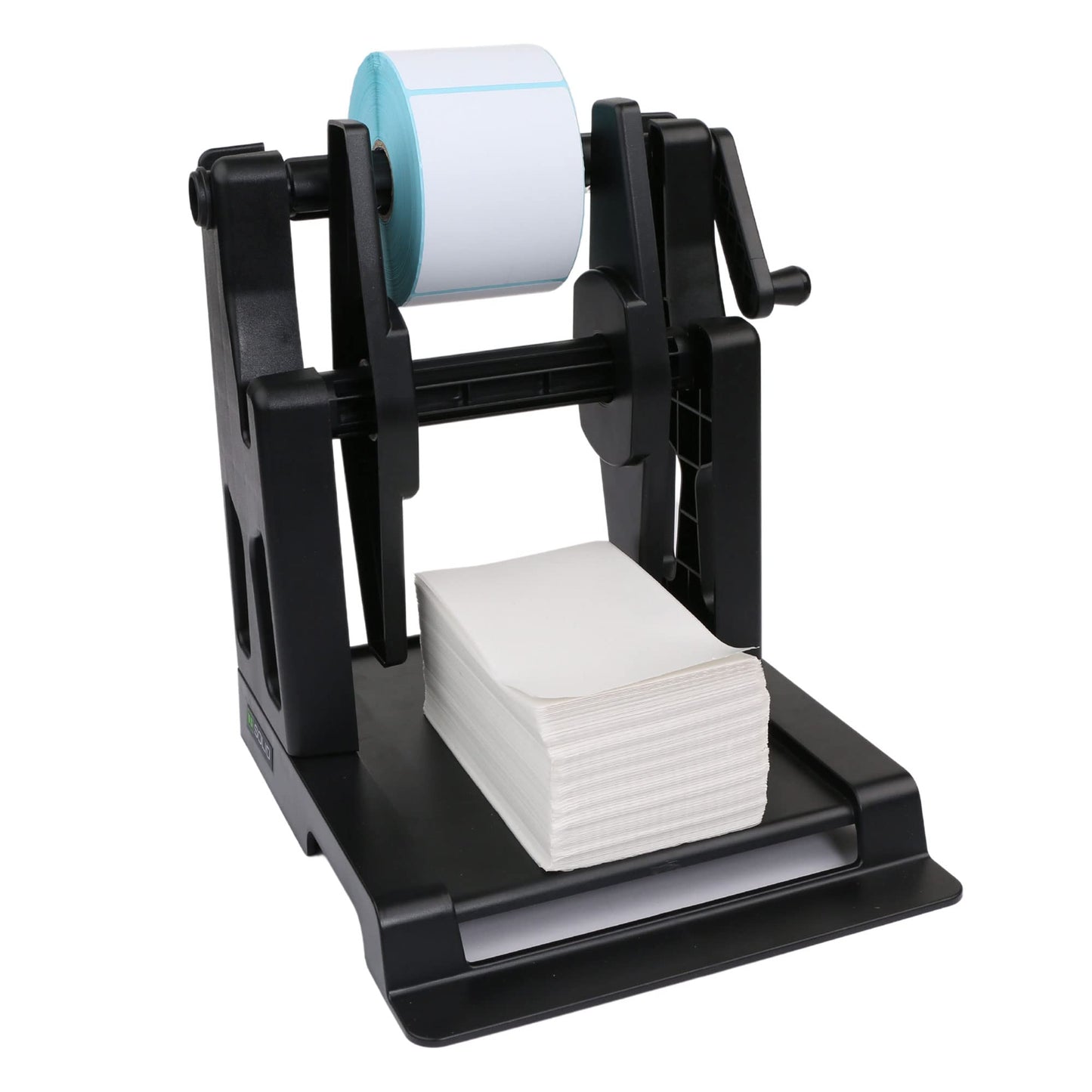 U.S. Solid 2-in-1 Label Roll Holder with Handle and Manual Label Rewinder - Desktop Label Holder for Rolls, Fan-Fold & Sticker Labels, Small Business Packaging Supplies