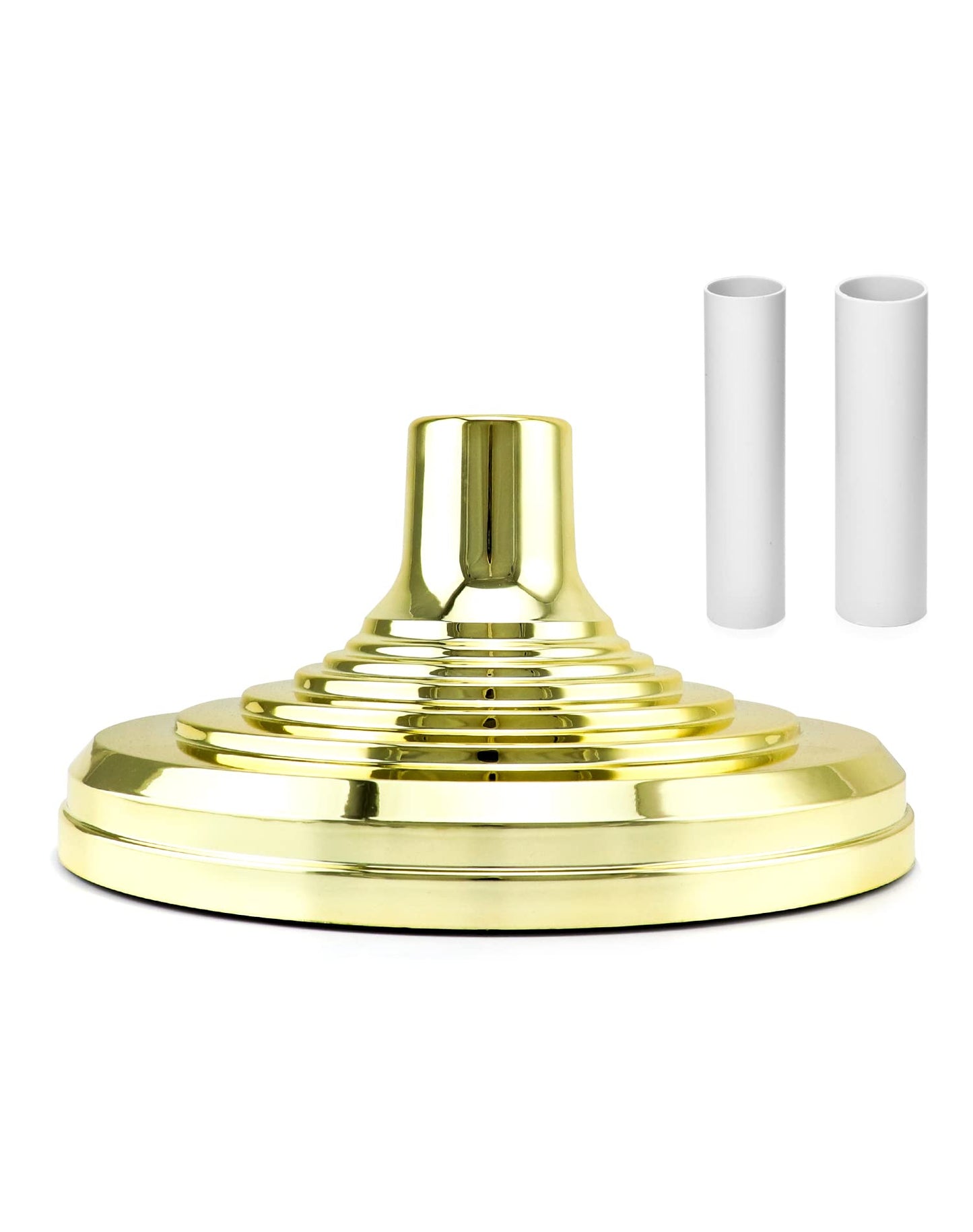 QWORK Base Stand for Flag, Flag Stand for Indoor & Outdoor Use, Floor Base Stand, Compatible with 1.3 Inch and 1.1 Inch Diameter Flag Pole - Gold