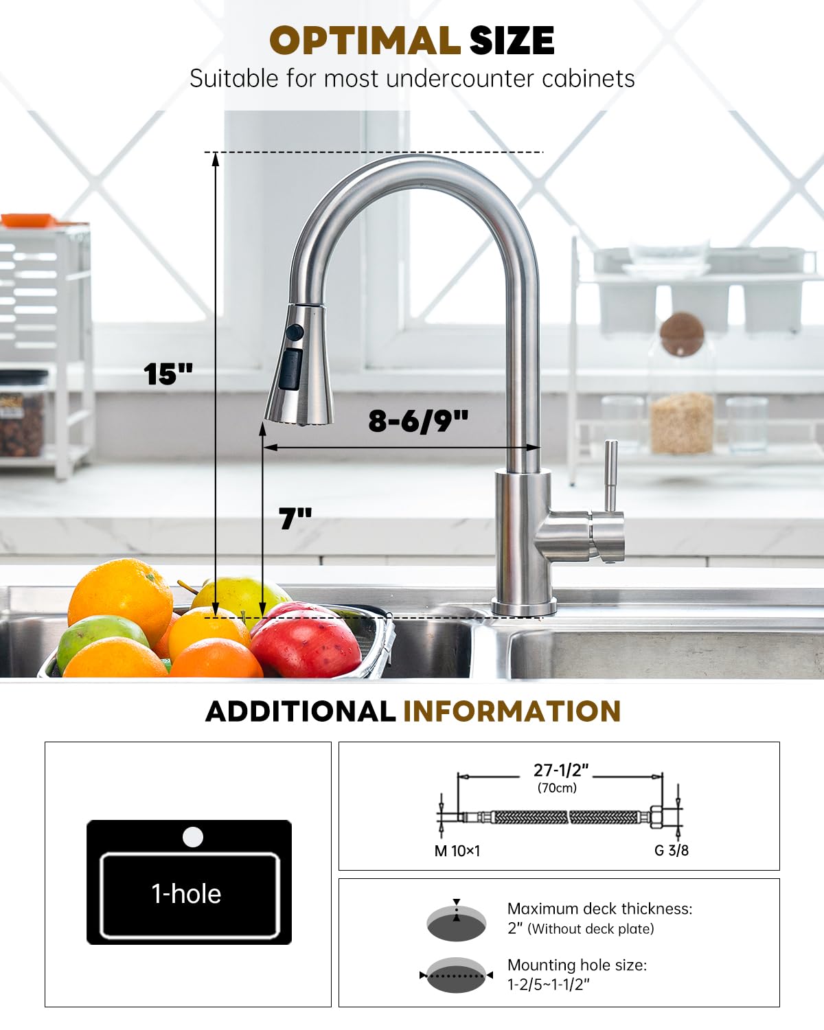 BLYLUND Brushed Nickel Kitchen Faucets with Pull Down Sprayer 3 Modes, Stainless Steel Modern Kitchen Sink Faucets High Arch Single Handle Faucet