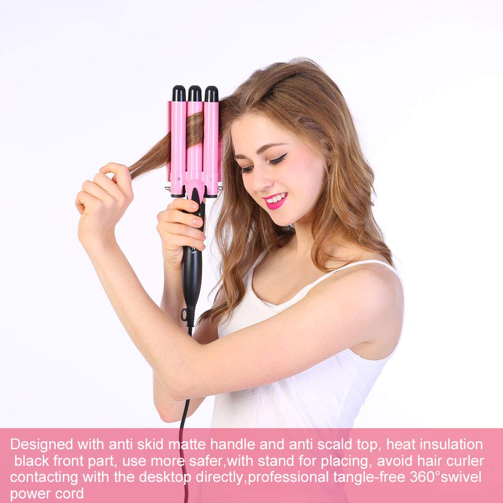 3 Curling Iron Hair Waver Curling Curler Wand, Portable Fast Heating Hair Curling Roll Ceramic Iron Iron Wand Curler DIY Curly Hair Styling Tools (32mm)