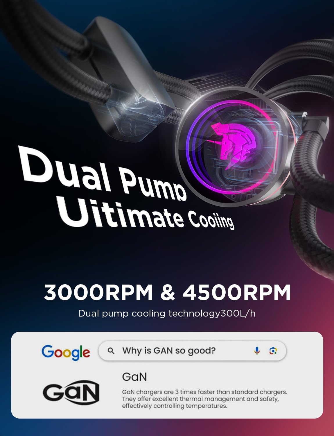 AsiaHorse WK-A360 ARGB All-in-One AIO CPU Liquid Cooler, Wandering Knight 360mm Water Cooling System with Dual High-Performance Pump and 3×120mm PWM Fans for Intel & AMD CPUs (Pure Black)