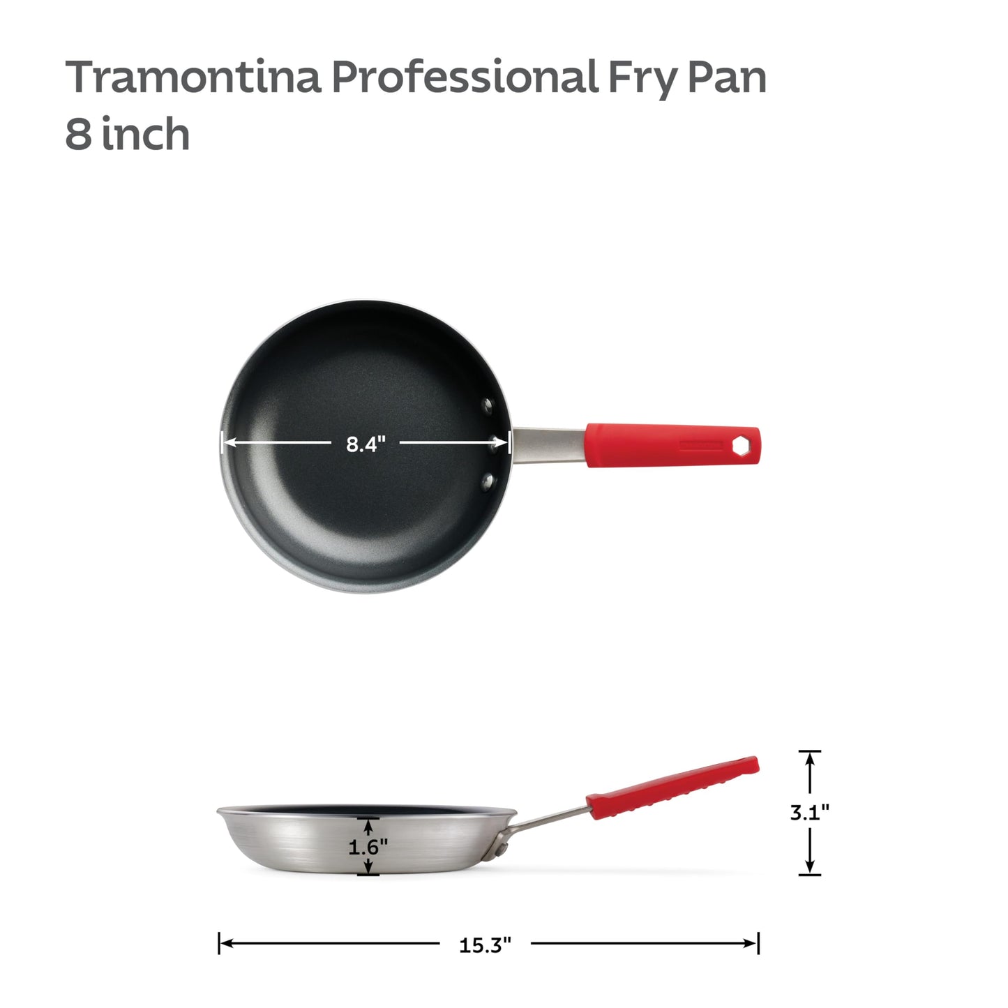 Tramontina Professional Aluminum Nonstick Restaurant Fry Pan, 8", NSF-Certified, Made in Brazil