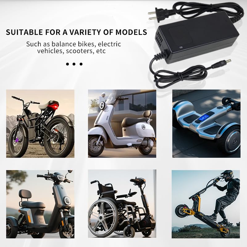 54.6V 2A Battery Charger 48V Charger Power Supply Adapter for 48v Li-ion Battery Pack, HD Display of Current Charging Voltage, Multiple Security Protection and Smart Shut-Off Charging