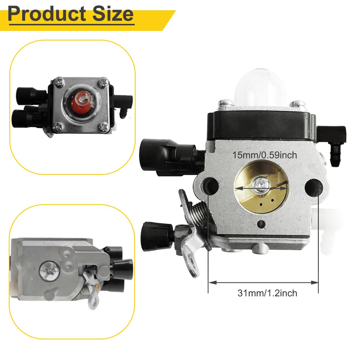 ZAMDOE FS38 Carburetor for Stihl FS 38 FS55R FS45 FS46 FS55 FS55C FS 55R 2-MIX Brushcutters String Trimmer Replace for ZAMA C1Q-S282 4140 120 0623 41401200623B (After 2013-2015)
