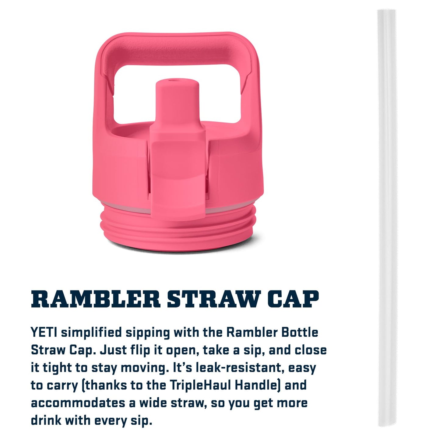 YETI Rambler 18 oz Bottle, Vacuum Insulated, Stainless Steel with Straw Cap, Tropical Pink