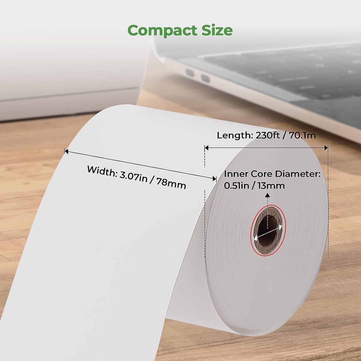 MUNBYN Thermal Paper 3 1/8 x 230ft, 20 Rolls Receipt Paper Work for Star Micronics TSP100 TSP143 Epson 80mm Receipt Printer Square POS Register, 80mm Thermal Receipt Paper, BPA Free, Plus Version