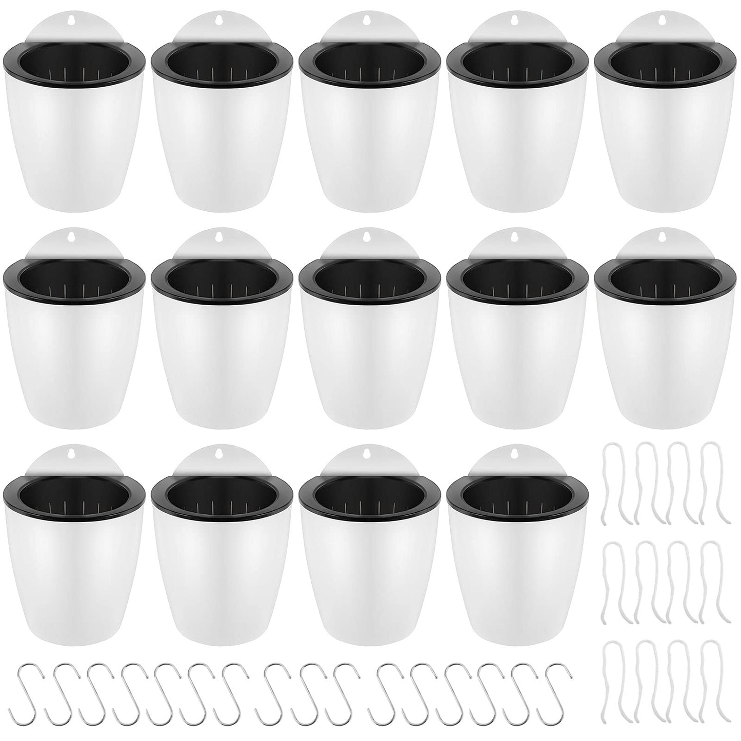 14 Pack 5 Inch Self Watering Hanging Planters for Indoor and Outdoor Plants,Wall Planters Included 7 Hooks Lazy Flower Pots Suitable for Window and Wall ?White?