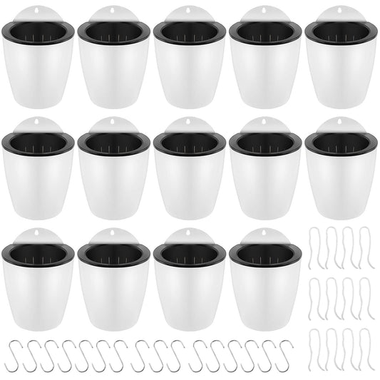 14 Pack 5 Inch Self Watering Hanging Planters for Indoor and Outdoor Plants,Wall Planters Included 7 Hooks Lazy Flower Pots Suitable for Window and Wall ?White?