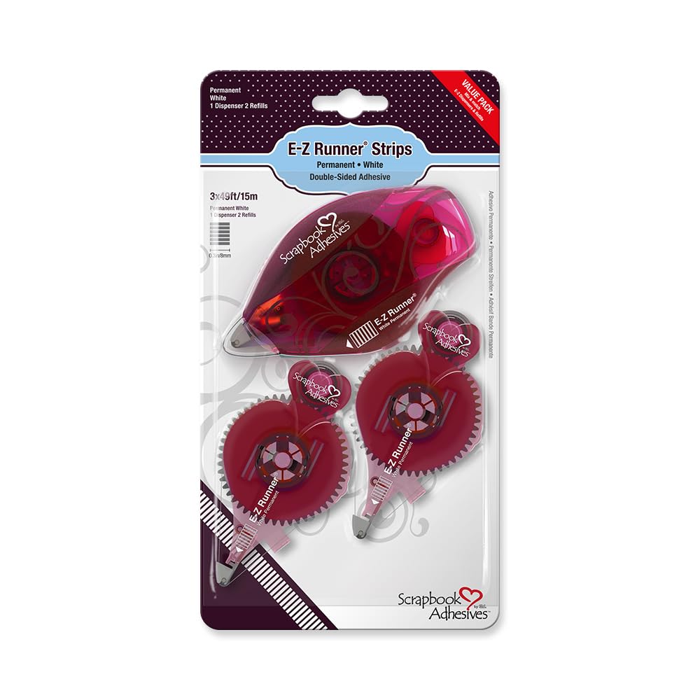 Scrapbook Adhesives by 3L Corporation EZ Runner Refillable Value Pack-3 by 49-Feet/15m-1 disp. and 2 Refills