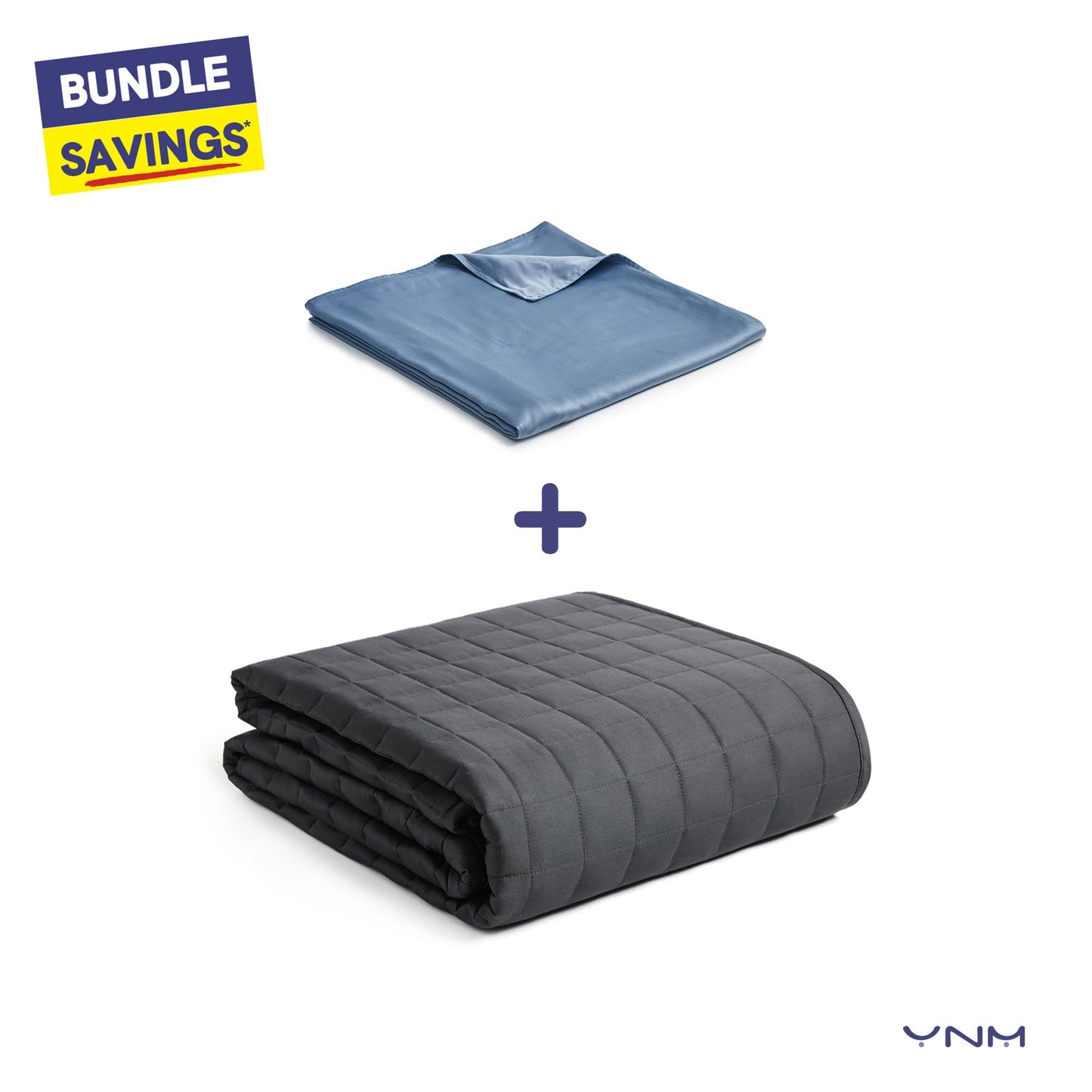 YnM 60 x 80 inch Natural Bamboo Cooling Machine Washable Duvet Cover for Weighted Blankets, Blue Grey