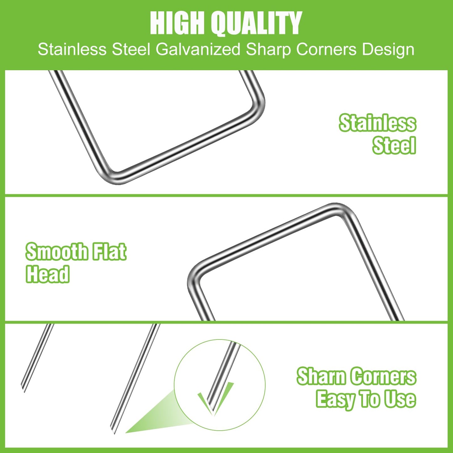 11 Gauge Landscape Staples Set,6 Inch 200pcs Galvanized Garden Stakes + 200pcs Gaskets + 1Pick Hook,Anti-Rust,U-Shaped Lawn Spikes，Landscaping Fabric Pins for Weed Barrier,Ground Cover,Fence,Turf