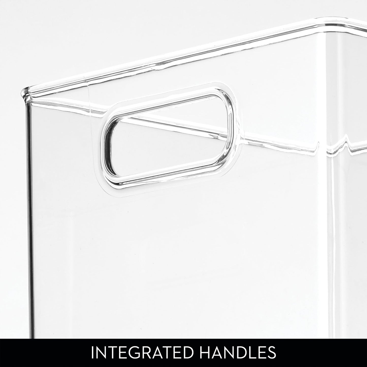 iDesign Plastic Fridge and Pantry Storage Bins, Organizer Container for Kitchen, Bathroom, Office, Craft Room, BPA-Free, 8" x 8" x 6", Set of 4, Clear