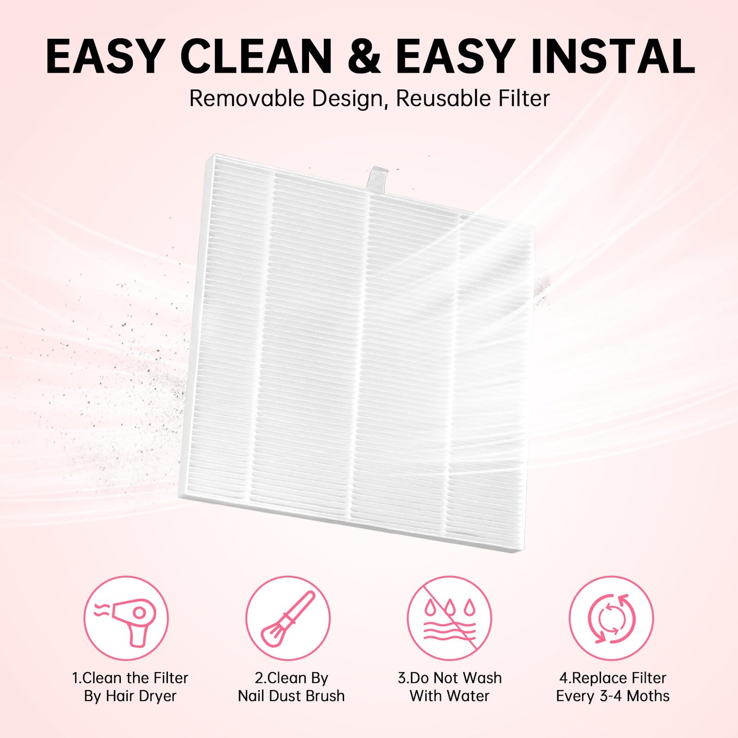 CHRISTINE SHELLY Nail Dust Collector, Powerful Vacuum Fan Vent Dust Collector Extractor Dust Suction Machine for Acrylic Nails Polishing, Nail Salon, Pink Diamond