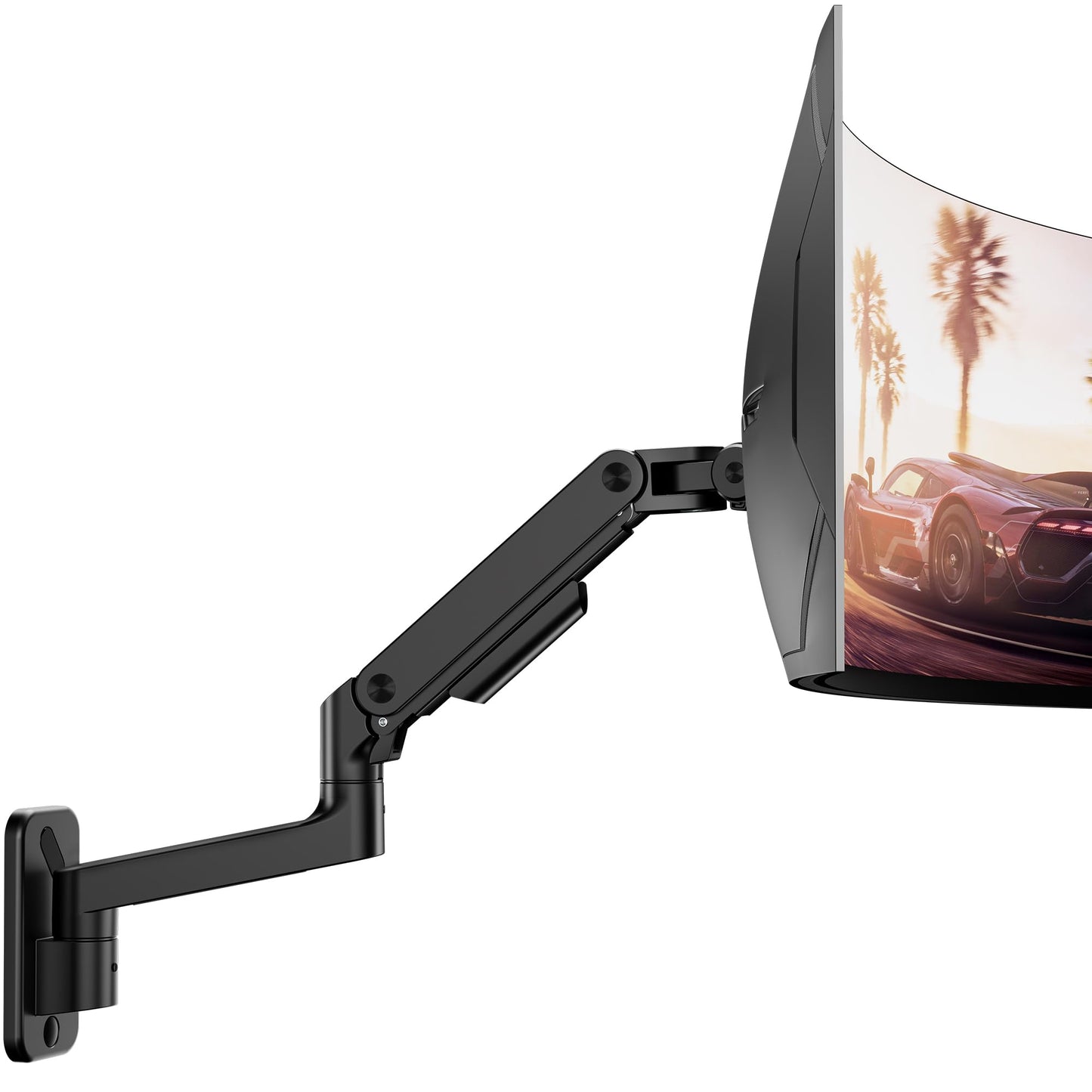 ARES WING Wall Mount Monitor Arm for 17-49 Inch Ultrawide Monitors, Heavy Duty Single Monitor Mount Holds 44 lbs, Fully Adjustable Gas Spring Arm Wall Mount, 75x75/100x100 VESA Mount, Black