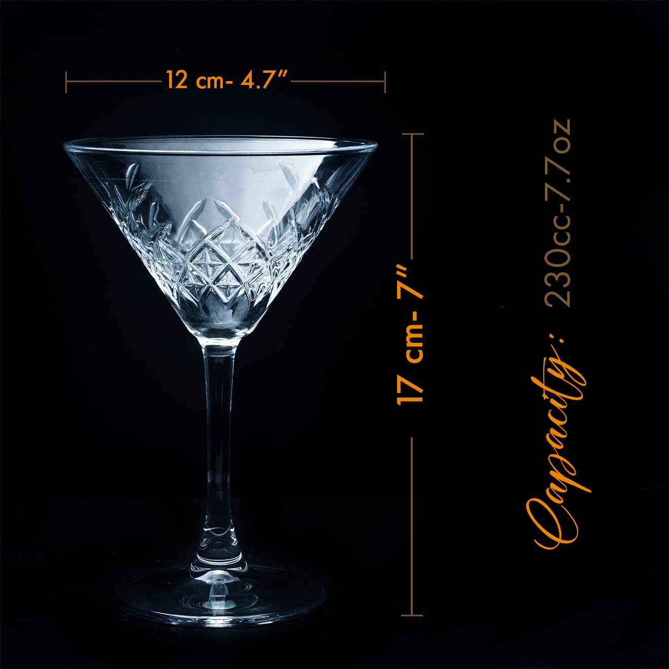 Vintage Coupe Glasses Set of 4 – 7.7 oz Cocktail & Champagne Glasses, Elegant Crystal Design Stemmed Bar Glassware for Espresso Martini, Cosmopolitan, Sparkling Wine, Red&White Wine, Dishwasher Safe