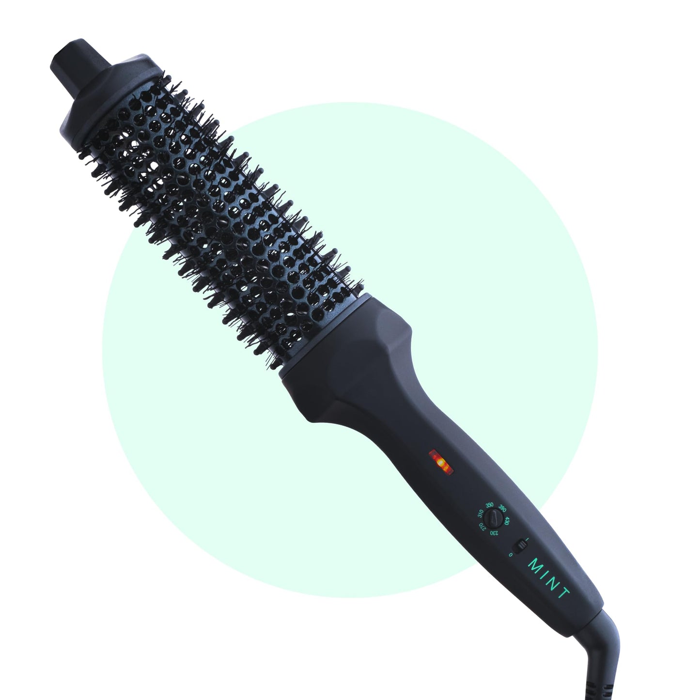MINT Extra-Long 1.6 Inch Thermal Brush for Natural Volume & Waves | 230-430°F 2-Heater Ceramic Curling Iron Brush | Heated Round Brush Styler