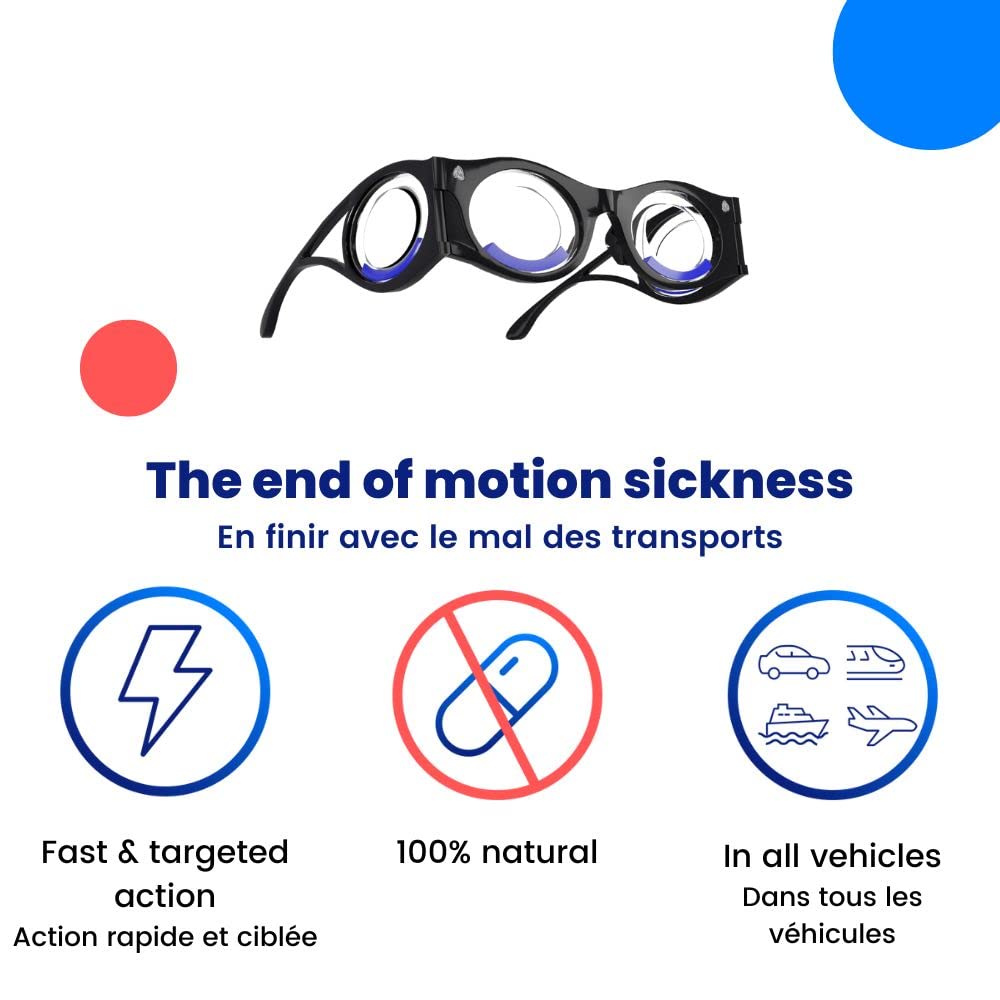 Boarding Glasses - Motion Sickness Glasses - Original Technology Against Motion Sickness - Seasickness - Anti Nausea - Black