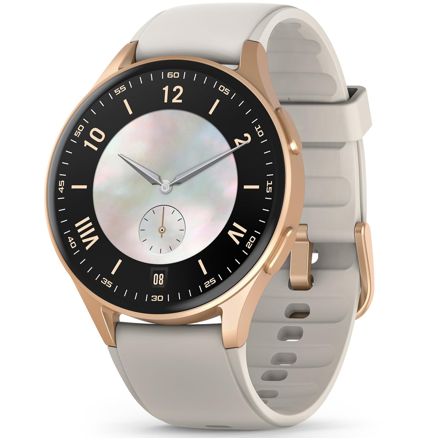 QIPOPC Smart Watch for Women Men, Built-in Alexa, GPS, HRV, VO2 Max, Blood Oxygen, Sleep & Stress Monitor, Compass, Altimeter, 1.32" AMOLED, Fitness & Women’s Health, iOS Compatible (Gold, 43mm case)