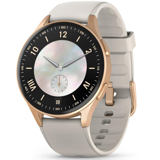 QIPOPC Smart Watch for Women Men, Built-in Alexa, GPS, HRV, VO2 Max, Blood Oxygen, Sleep & Stress Monitor, Compass, Altimeter, 1.32" AMOLED, Fitness & Women’s Health, iOS Compatible (Gold, 43mm case)