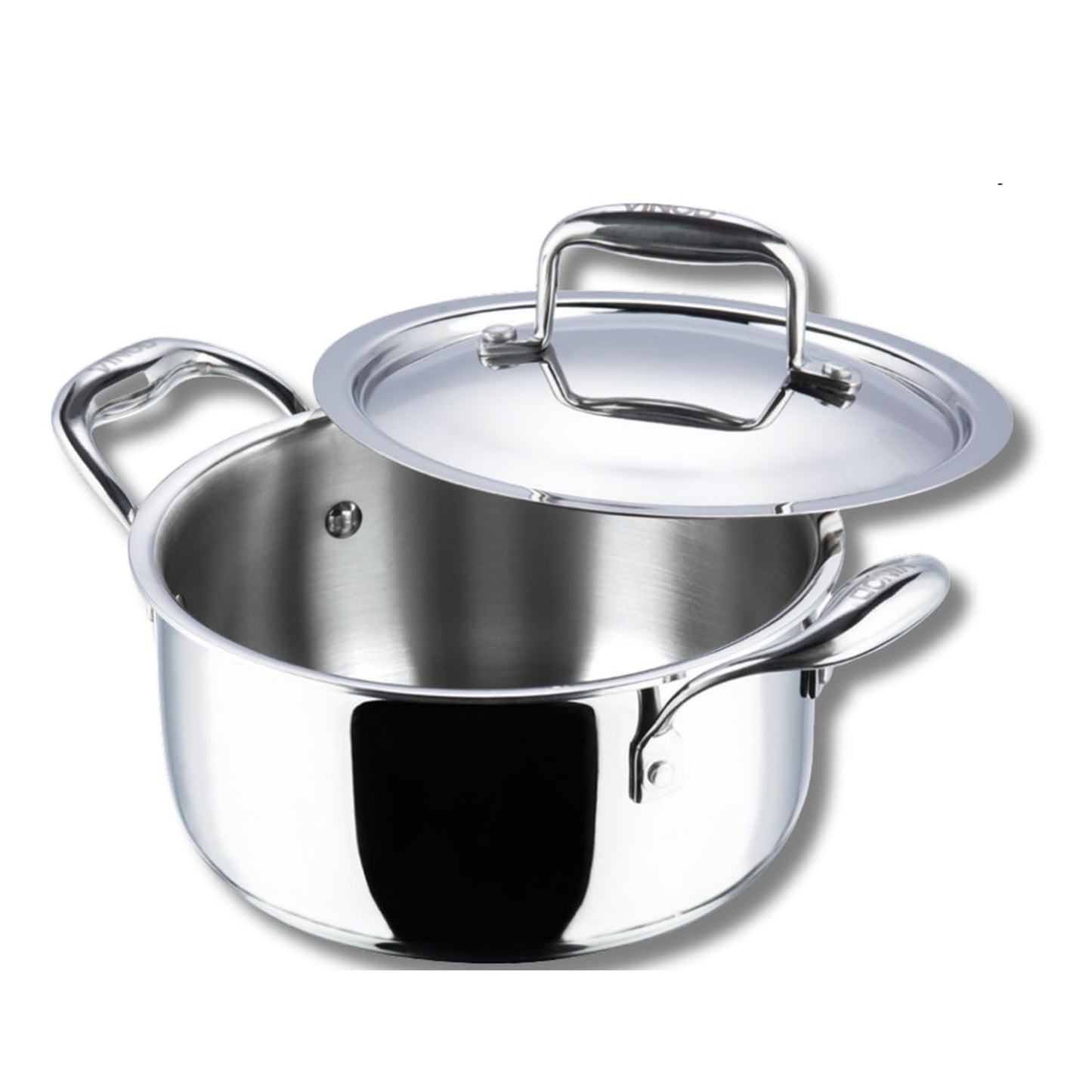 Vinod Platinum Triply Stainless Steel Stewpot with Lid, 7.2 Qt, 26 cm | Riveted Handles | Induction & Gas Stove Compatible | Deep Stockpot for stews, Curries, Soups & One-Pot Meals