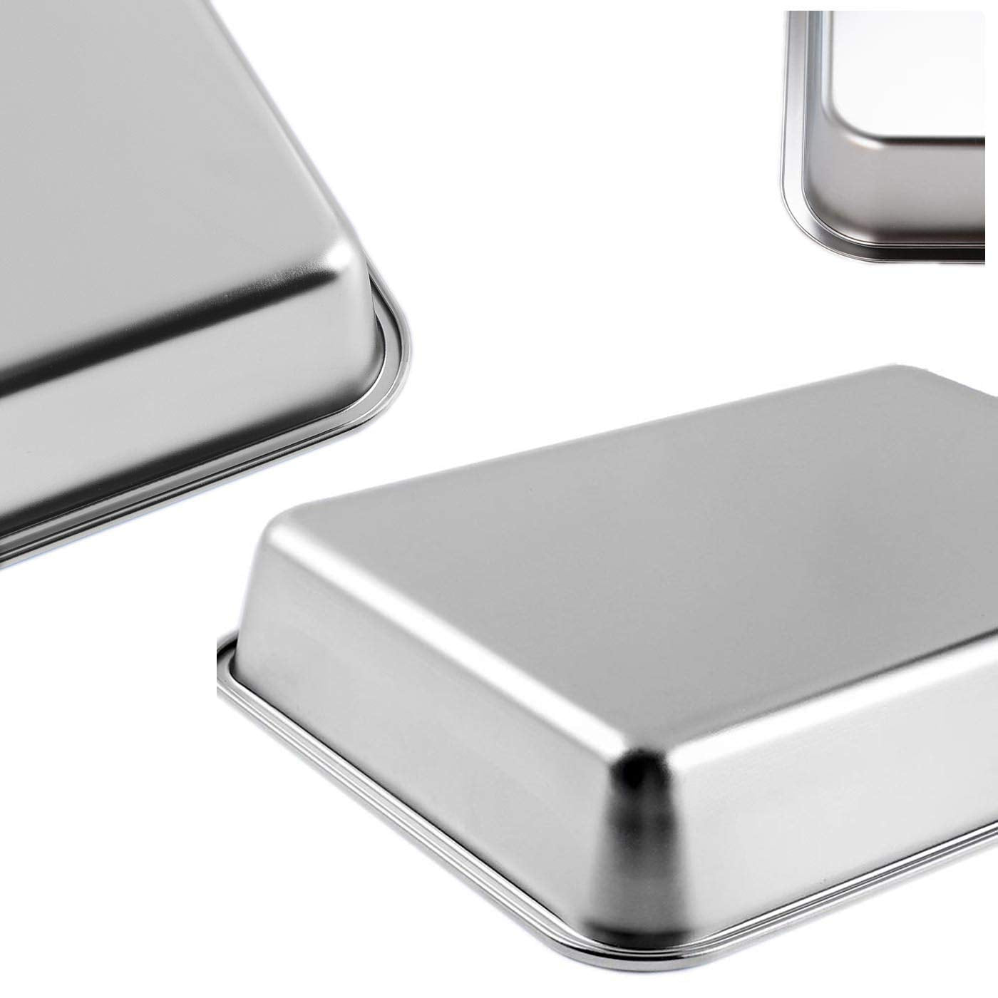 KUNWU Stainless Steel Pan 28"x20"x4" for Food, Cat, Dog & Rabbit Pet Litter Box, Corrosion Resistant Easy Clean Durable Pan (XXL (28"x20"), 4" Deep)