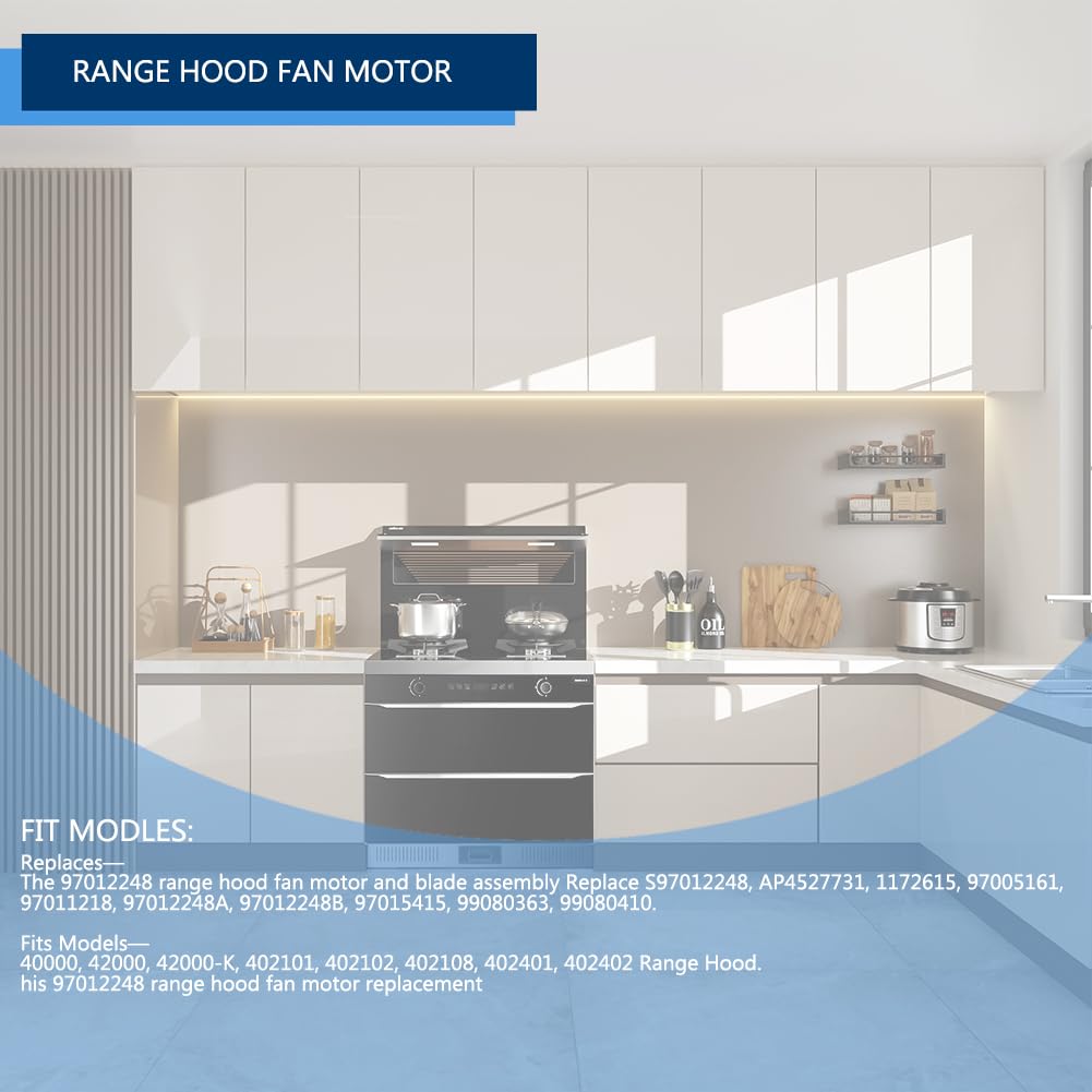97012248 Range Hood Fan Motor Replacement Part - Compatible with Broan, Compatible with Nutone - Replaces BP17 AP4527731 99080363 99080410 97005161 99080492 AP4527731 99080533