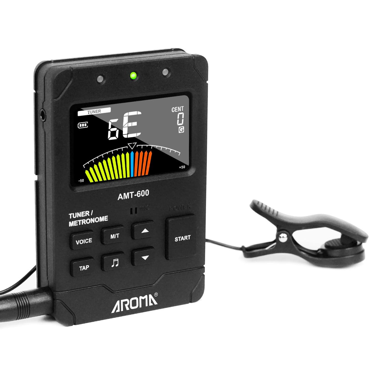 Aroma Digital Metronome Tuner Rechargeable for All Instruments with Guitar Bass Violin Ukulele Chromatic and Wind Instruments Tuning Modes