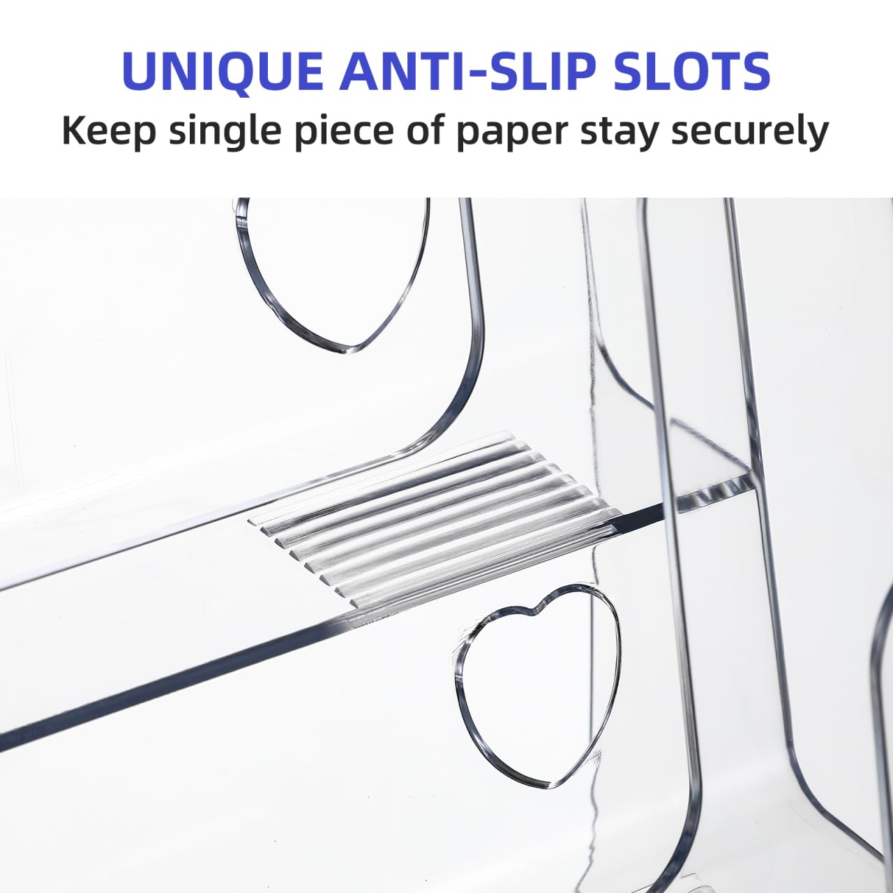Tofficu Multi-Tier Literature Holder Clear Acrylic Brochure Display Stand 4-Slot File Organizer Desktop Rack for Office Home Counters 9.92X6.69X6.41 Inch