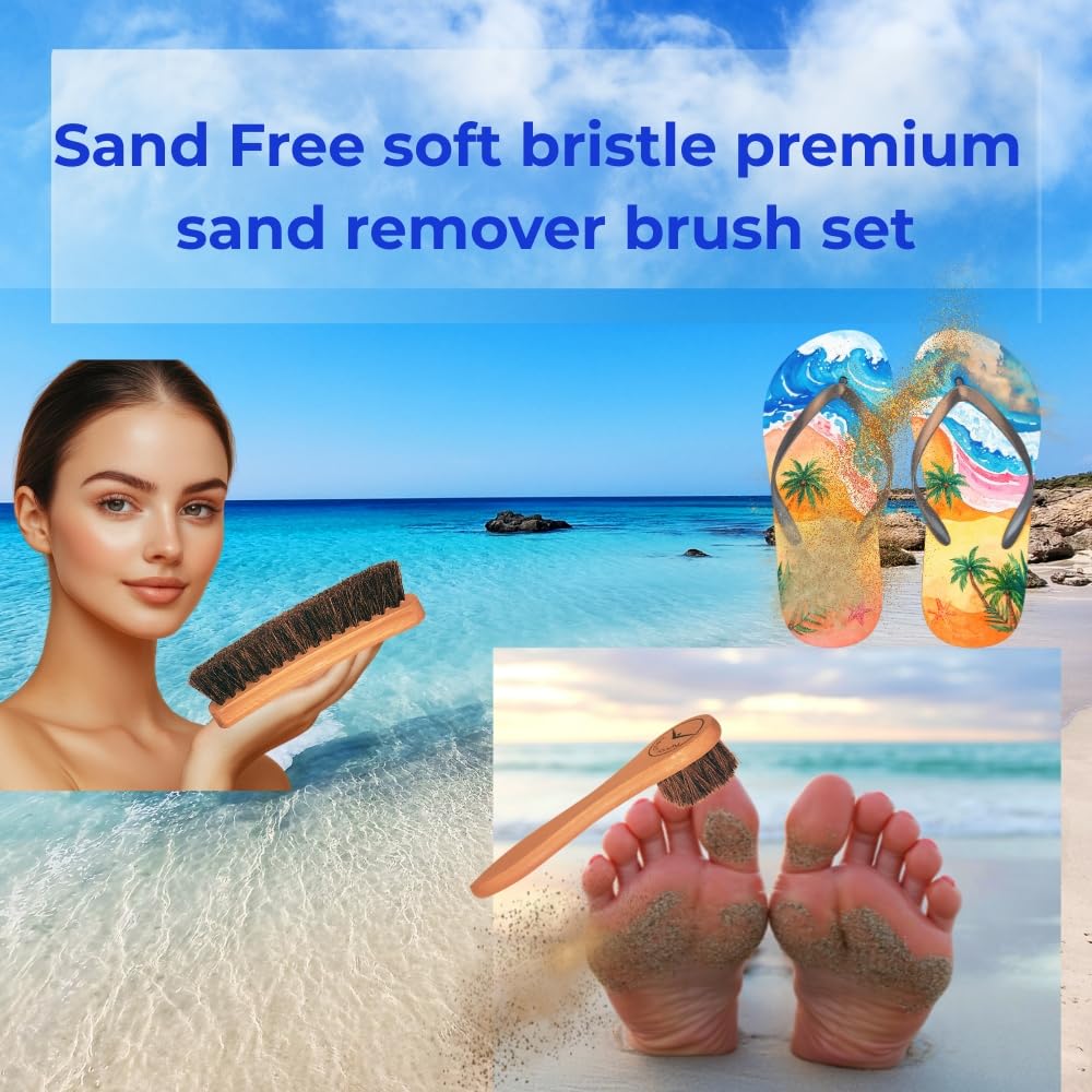 Sand Remover for Beach, Set of 2, Sand Brush for Beach Feet, Ocean & Lakeside Sports Recreation, Beach Accessories, Surfing Accessories and Volleyball Sand Free - Eco Friendly