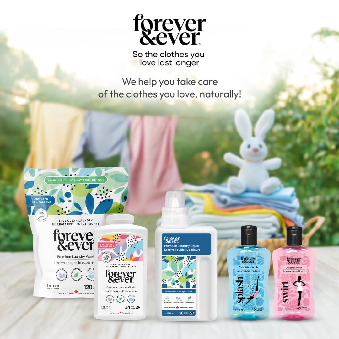 Natural Laundry Detergent Made in Canada Products, Gentle Formula Laundry Detergent Powder, pH Balanced, Hand Wash and HE Compatible, Premium Wash, 120 Washes, Scented, 3KG