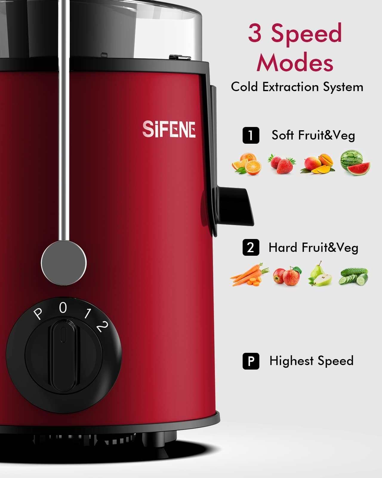 SIFENE Centrifugal Juicer Machine Compact Juice Extractor With 3 Inch Wide Mouth For Whole Fruits And Vegetables 3 Speed Control Stainless Steel Filter BPA Free Easy To Clean
