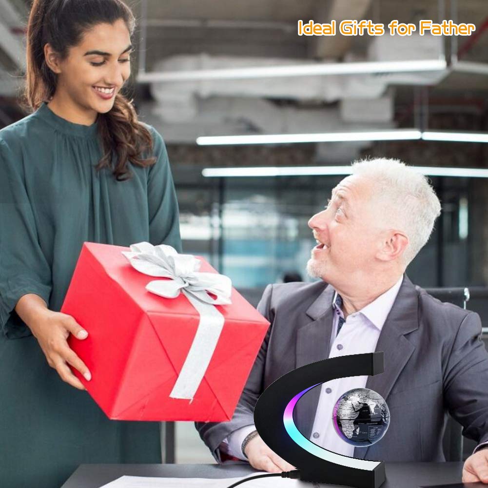 MOKOQI Magnetic Levitating Globe with LED Light, Cool Tech Gift for Men Father Boys&Girls, Birthday Gifts for Kids, Floating Globes World Desk Gadget Decor in Office Home /Display Frame Stand
