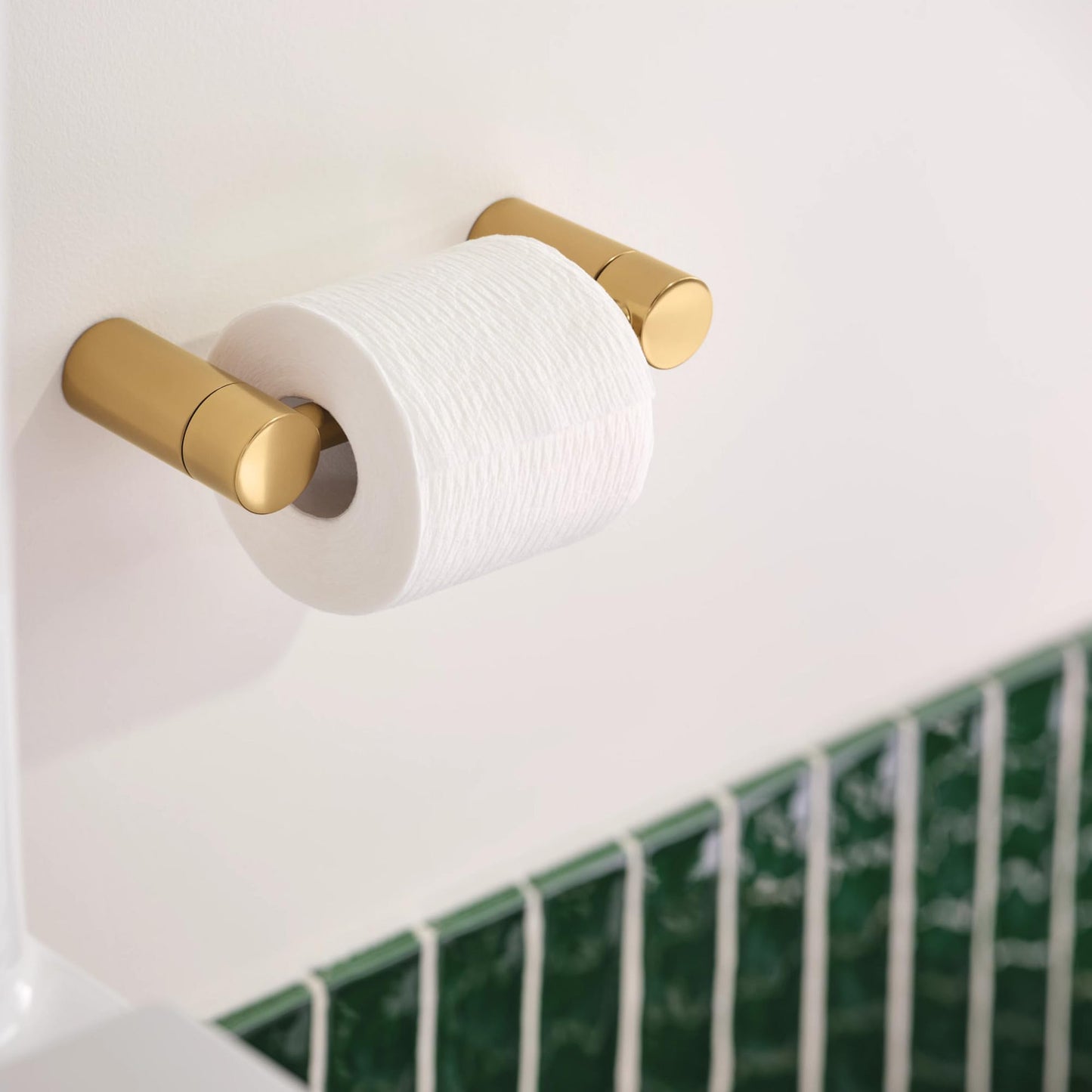 Moen YB0408BG Align Pivoting Double Post Modern Toilet Paper Holder, Brushed Gold