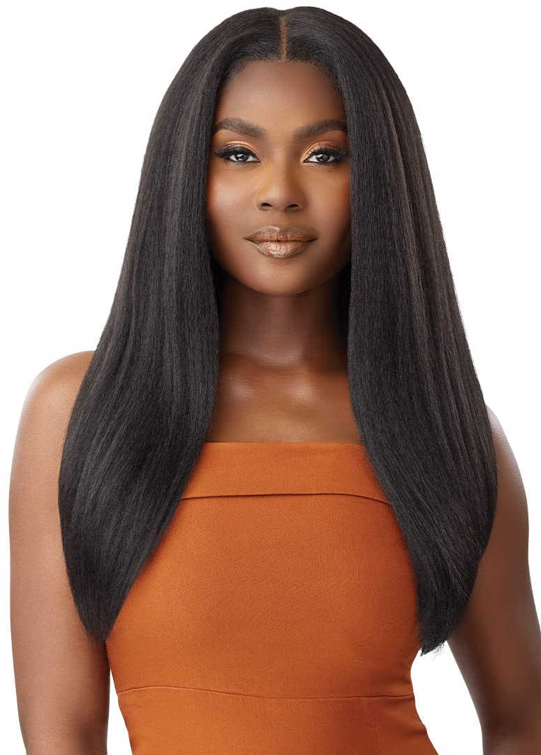 Outre Human Hair Blend 5x5 Lace Closure Wig - HHB-Kinky Straight 24" (Color:1B OFF BLACK)