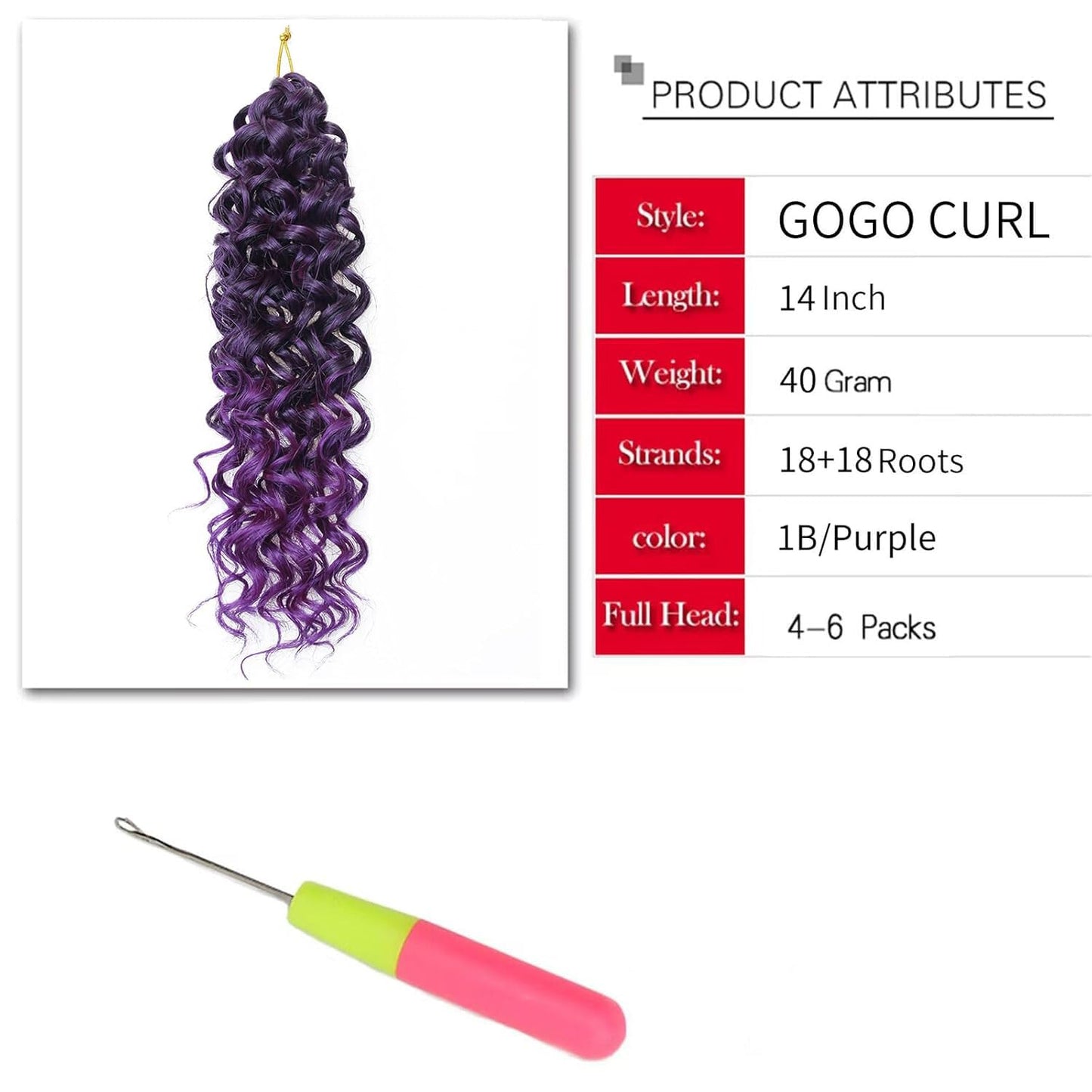 8 Packs Curly Crochet Hair GoGo Curl Crochet hair for Black Women Deep Wave Braiding hair,Synthetic Bohemian Crochet Braid Water Wave Crochet hair Extensions(Purple, 14inch)