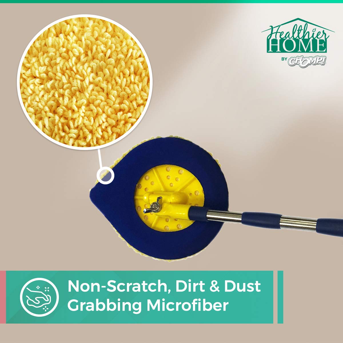CHOMP! Microfiber Mop Refill Pack: 5 Minute CleanWalls 3-pak Yellow Reusable Washable Wall Washer, Ceiling Cleaner and Baseboard Duster - Dry Dust/Wet Wash Pads