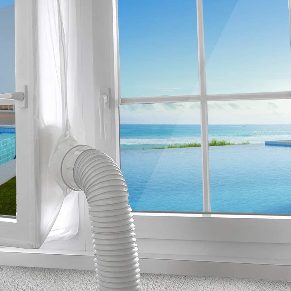 AGPTEK 300cm Window Seal for Portable Air Conditioner, Mobile AC Soft Cloth Sealing for Tilt Window, Stop Hot Air with Zip and Adhesive Fastener- No Need for Drilling Holes