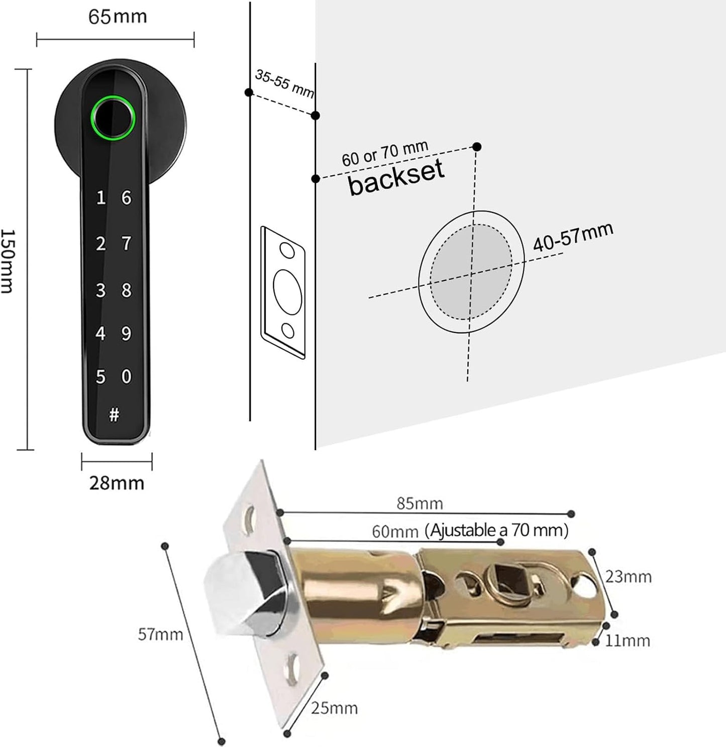 Smart Lock - Smart Door Lock 5 in 1, Keyless Entry Door Knob with APP/IC Card/Digital Code/Backup Keys/Fingerprint, Electronic Keypad Lock Remote APP Control, Reversible Handle
