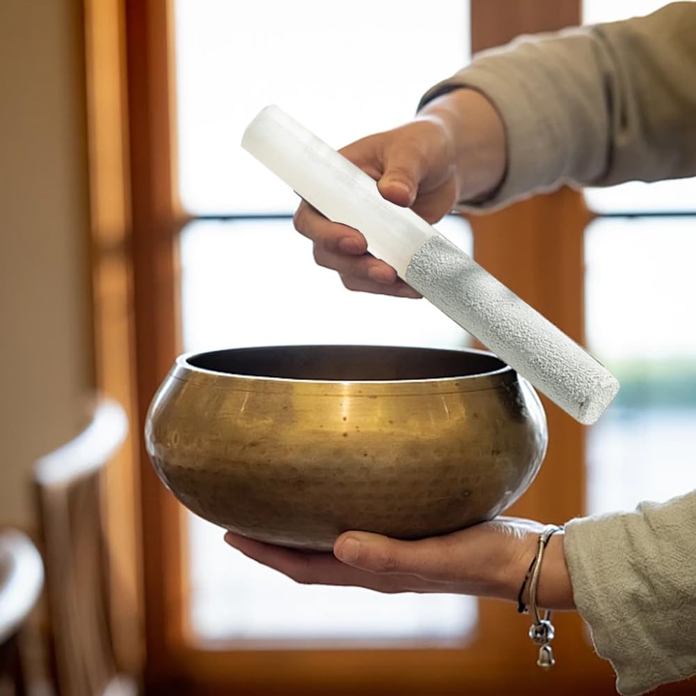 5pcs Crystal Singing Bowl Mallet Set,Wood Handle Clear Acrylic Striker Thick Suede Striker Solid Hollow Sound Bowl Mallet Stick with Wood Handle for Playing Meditation Yoga Relaxation Healing Gifts