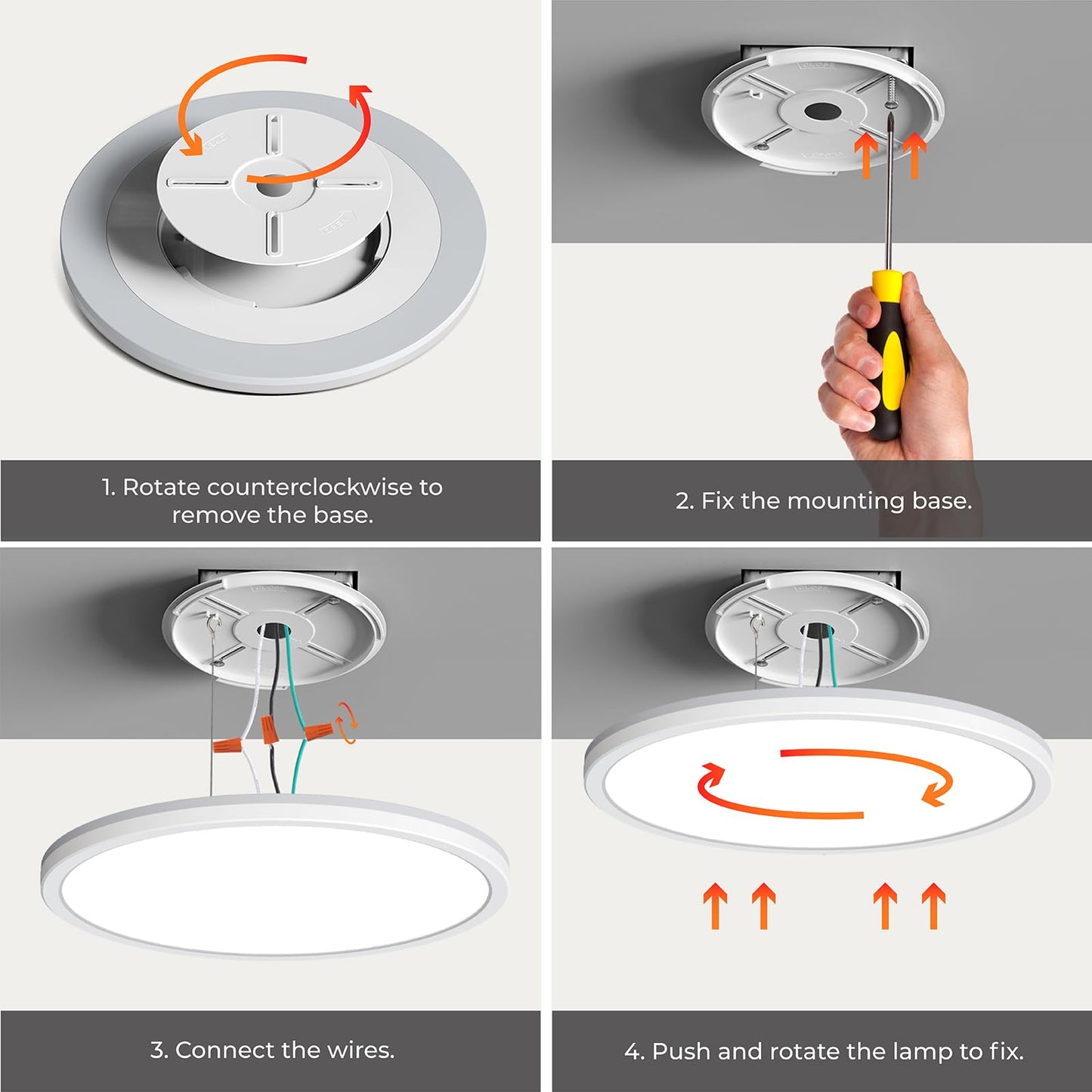 Matane 12in LED Flush Mount Ceiling Light Fixture with Remote Control, Nightlight 2000K Warm, 3000K-6500K Adjustable, Low Profile Ceiling Lights for Bedroom, Kitchen, Living Room, White, 12 Inch