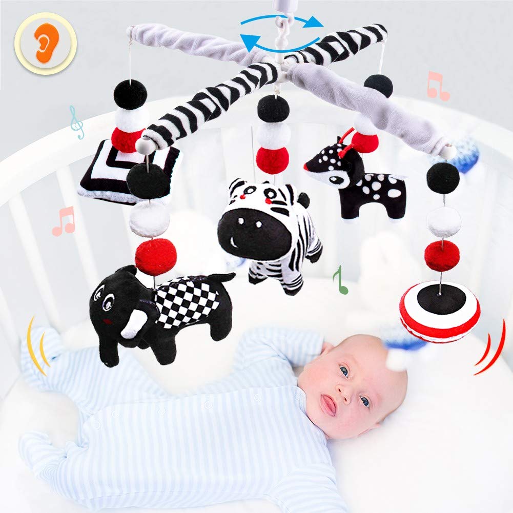 My First Baby Mobile, Montessori Black and White Mobile Crib Toys High Contrast Baby Crib Mobile for Newborn Infants Boys and Girls