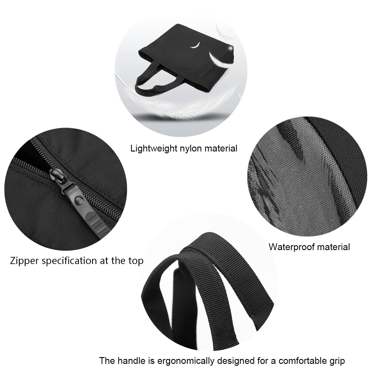 Men's Tote Bag 14-inch Laptop Nylon Waterproof Lightweight Business Casual Black Handbag for Work School Travel