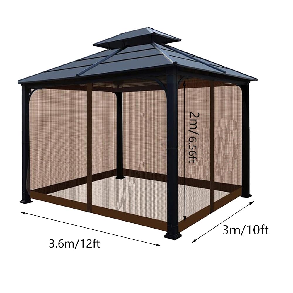 10 x 12 ft Gazebo Mosquito Netting Canopy Mosquito Netting, Universal Replacement Screen Walls Picnic Canopy Outdoor Sun Shade with Zippers