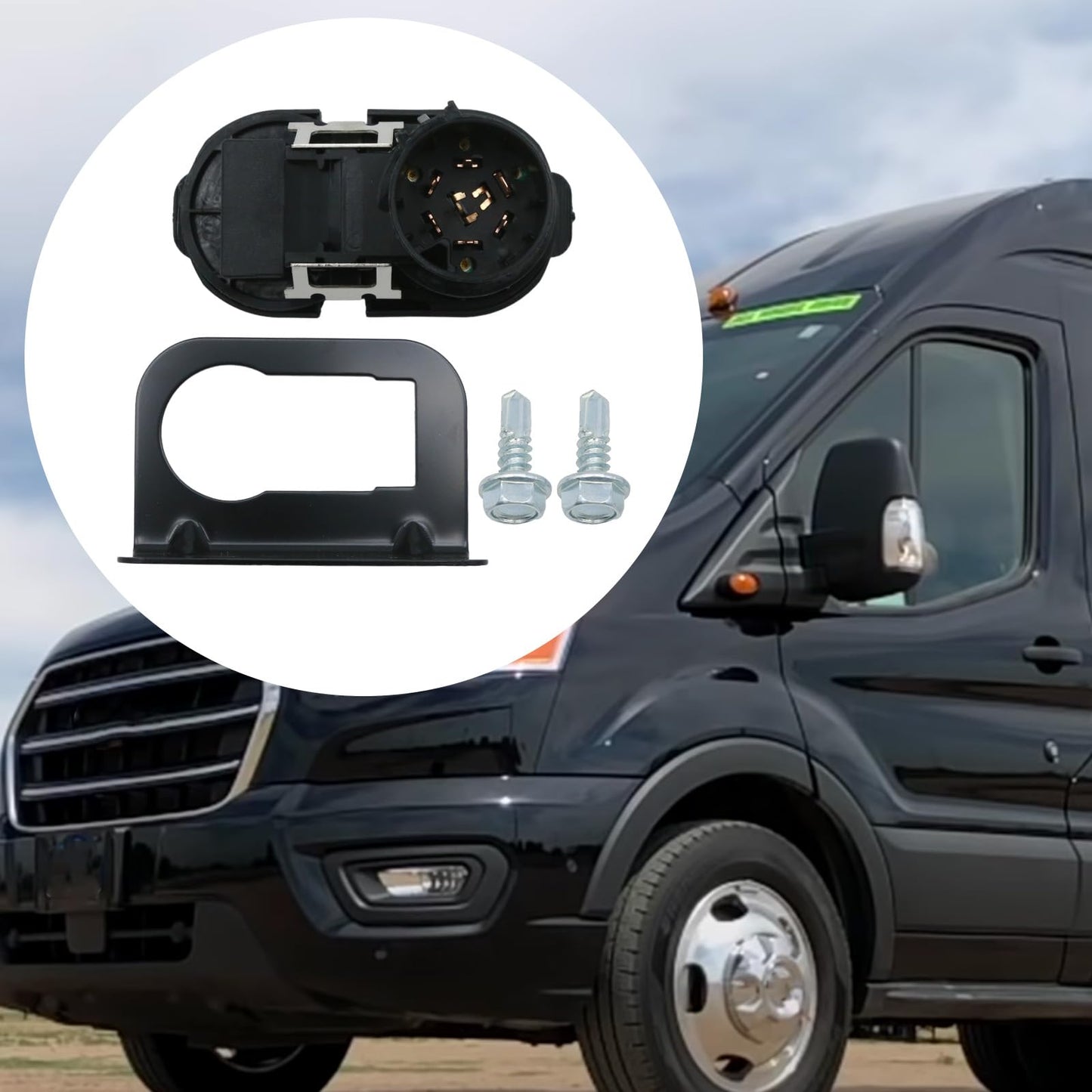 Anxingo 9U5Z-14489-MAA Trailer Brake Harness Towing 7-Pin Round 4-Pin Flat Plug Connector, Replacement for Ford E-150 2009-2019, Replaces 9U5Z-14489-MAA