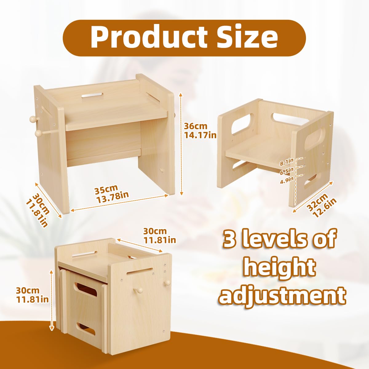 Old Canal Montessori Weaning Table and Chair Set, Adjustable Kids Table and Chair Set, Easy to Wipe Children Activity Table for for Eating, Reading & Playing, Montessori Kids Furniture for Home
