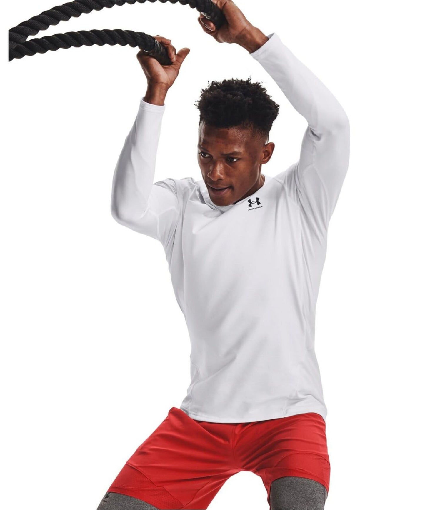 UA CG Armour Fitted Crew White/Black