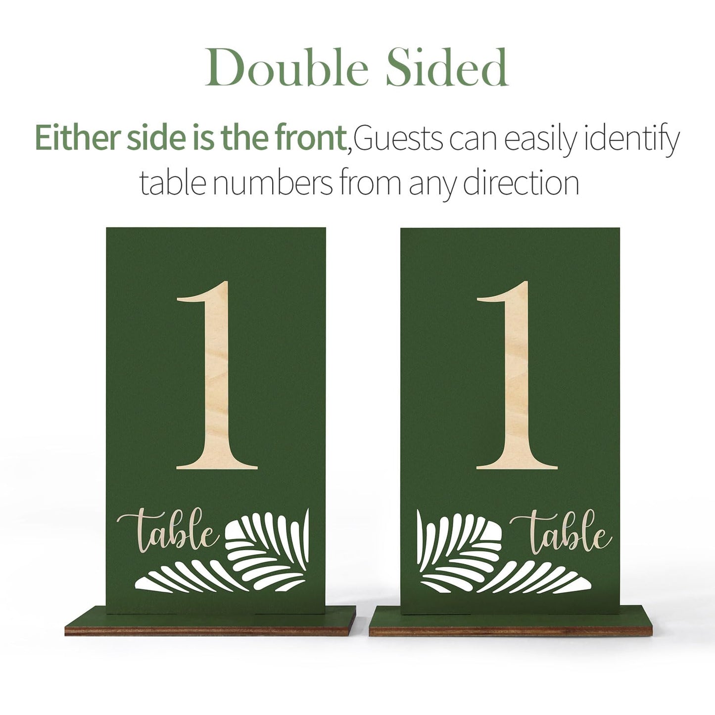 HZGUEOSTB Wooden Table Numbers 1-25,3.2x5.8 Inch Double Sided Rustic Olive Green Wedding Table Number Signs with Wooden Base,Wedding Centerpieces for Banquet Restaurant Party Decor(Olive Green, 1-25)