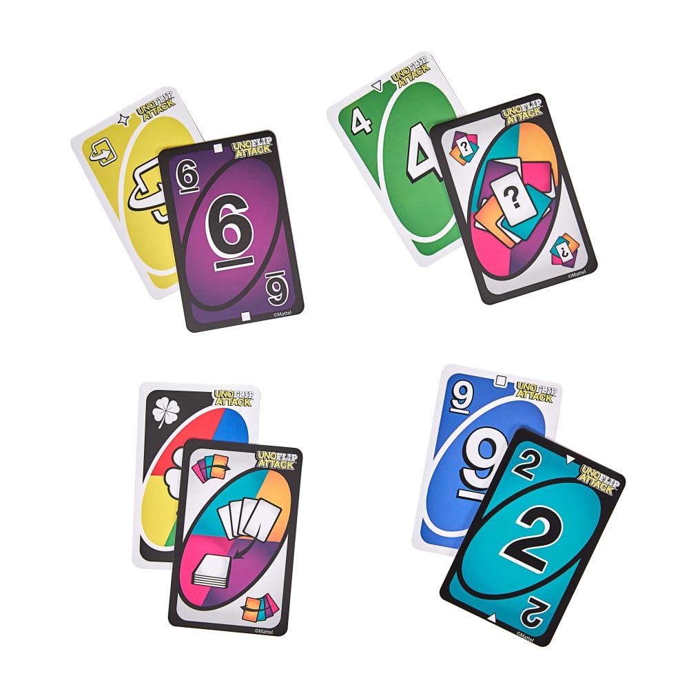 Mattel Games UNO Flip Attack Card Game with Launcher Unit & Double-Sided Deck for Kids, Families & Parties, 2-10 Players Ages 7+