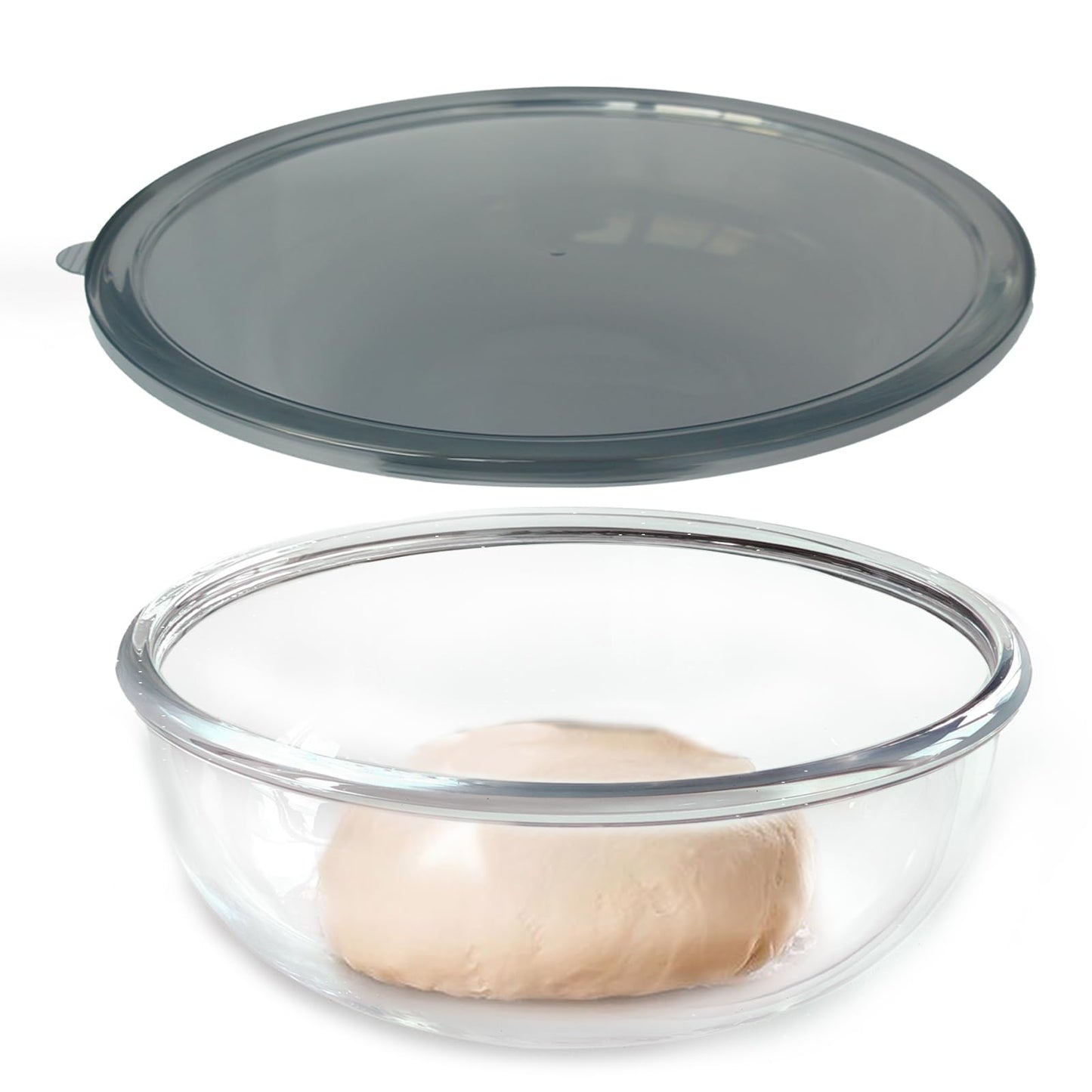 CD HOME Large Glass Mixing Bowl with Lid,6.3 Quart Thickened Bowl Edges Clear Glass Salad Cooking Bowls for Sourdough, Salad and Storage Prepping and Baking Food Storage